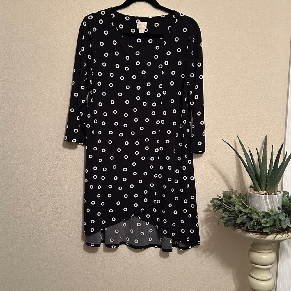 Chico's Black and White Circle Pattern Dress